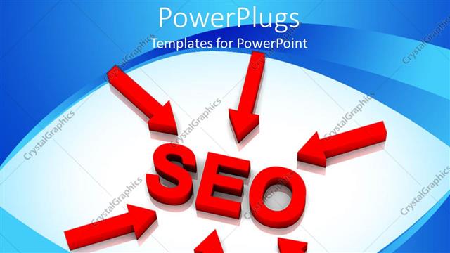  Presentation with search engine - Red arrows pointing toward SEO, search engine optimization