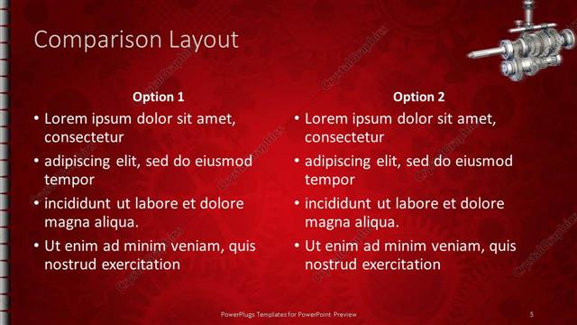 Comparison presentation slide layout