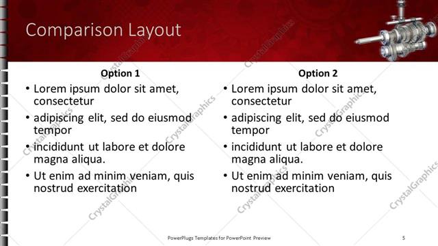 Comparison presentation slide layout