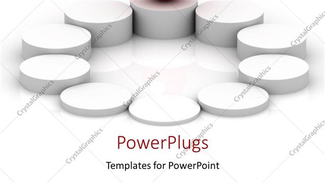  Presentation with leadership - Red ball balancing on ground circles columns metaphor center balance business