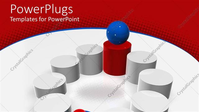  Presentation with winner - A red ball and a blue ball showing the concept of winner and loser