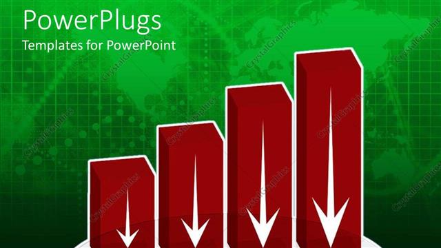  Presentation with growth chart - Red bar chart showing growth with white arrows pointing down to word sales