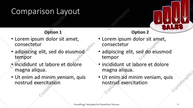 Comparison presentation slide layout