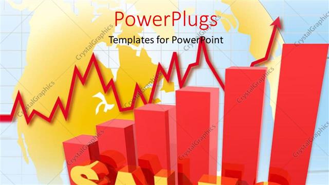  Presentation with sales - A red bar chart with a text that spell out the word 