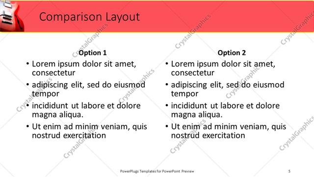 Comparison presentation slide layout