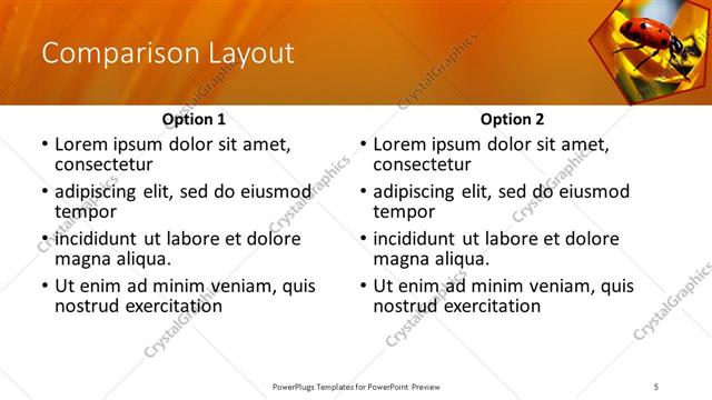 Comparison presentation slide layout
