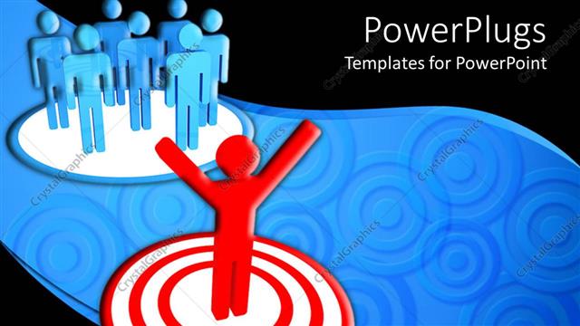  Presentation with target - Red and blue characters standing on a target board