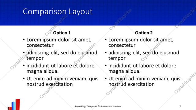 Comparison presentation slide layout