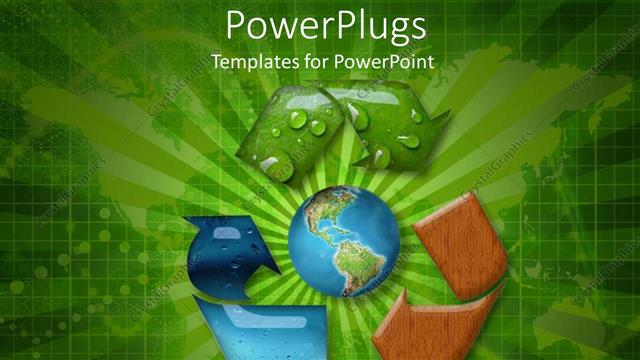  Presentation with green globe - Red, blue, green recycling symbol surrounding globe