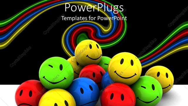  Presentation with multi - Red, blue, green and yellow multi colored balls with smiley faces
