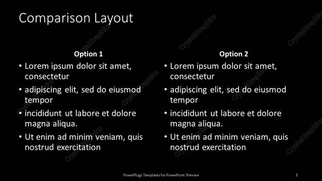 Comparison presentation slide layout