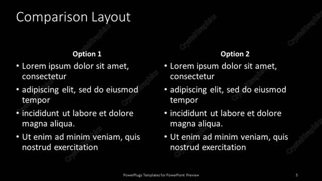 Comparison presentation slide layout