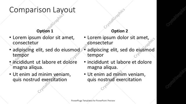 Comparison presentation slide layout