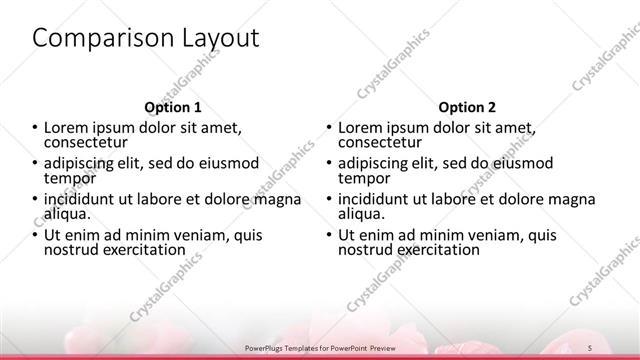 Comparison presentation slide layout