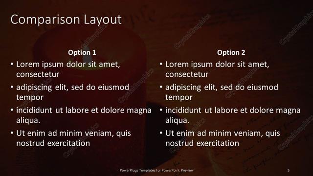Comparison presentation slide layout