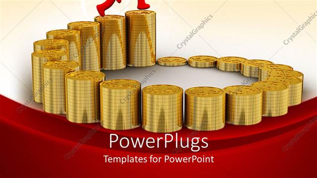  Presentation with gold red - A red character running on an ascending stack of gold coins
