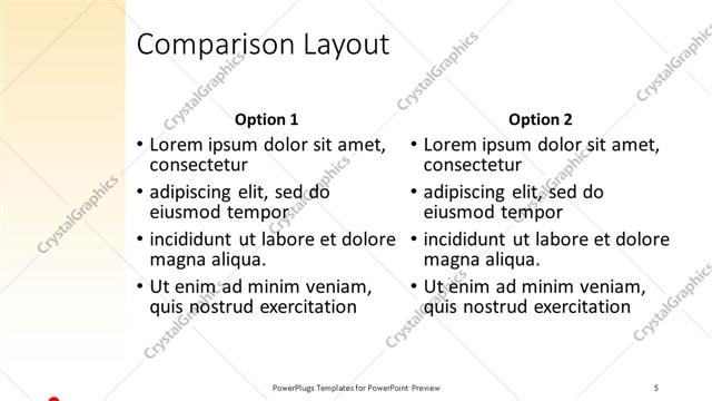 Comparison presentation slide layout