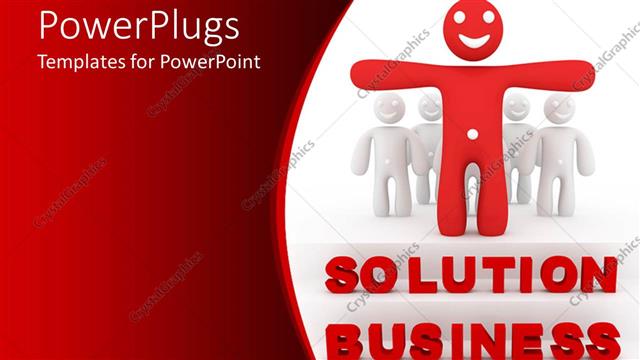  Presentation with solution - A red character with a text that spells out different business solution word
