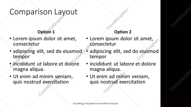 Comparison presentation slide layout