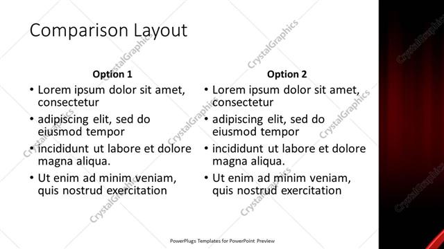 Comparison presentation slide layout