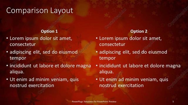 Comparison presentation slide layout