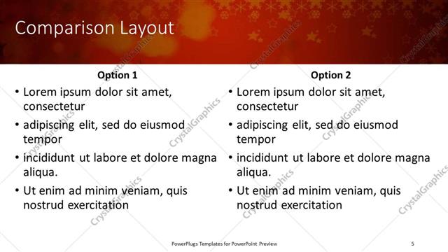 Comparison presentation slide layout