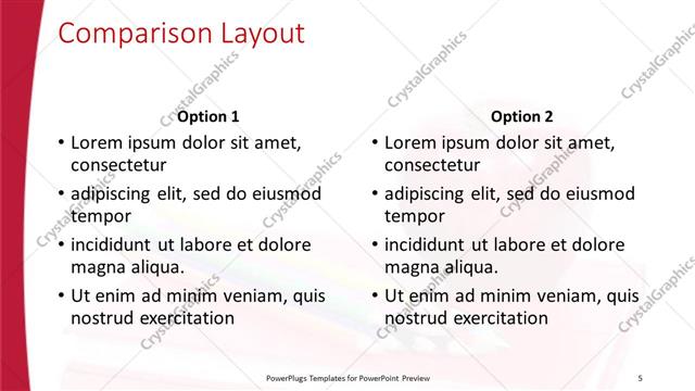 Comparison presentation slide layout