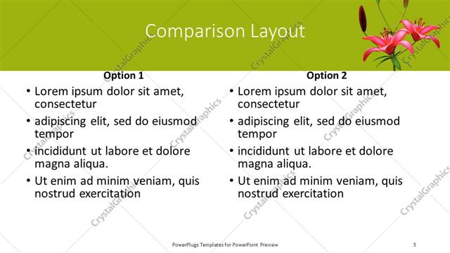 Comparison presentation slide layout
