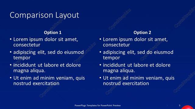 Comparison presentation slide layout