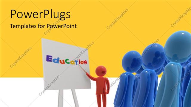  Presentation with teacher - Red colored 3D teacher lecturing blue men with education on white board