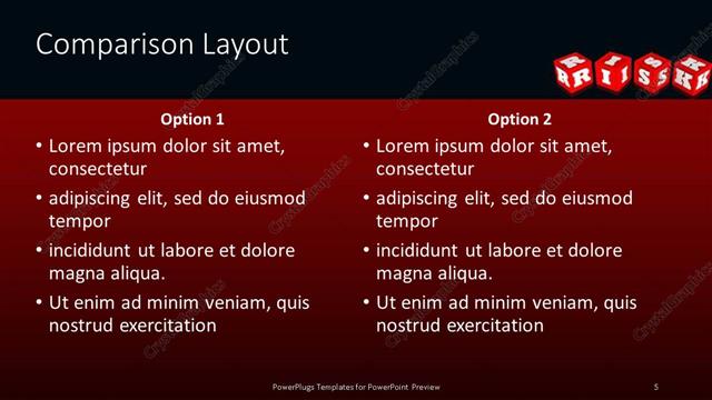Comparison presentation slide layout