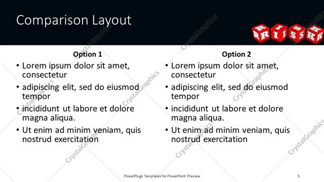 Comparison presentation slide layout