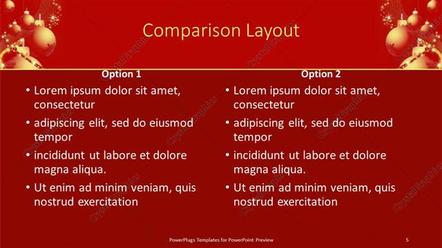 Comparison presentation slide layout