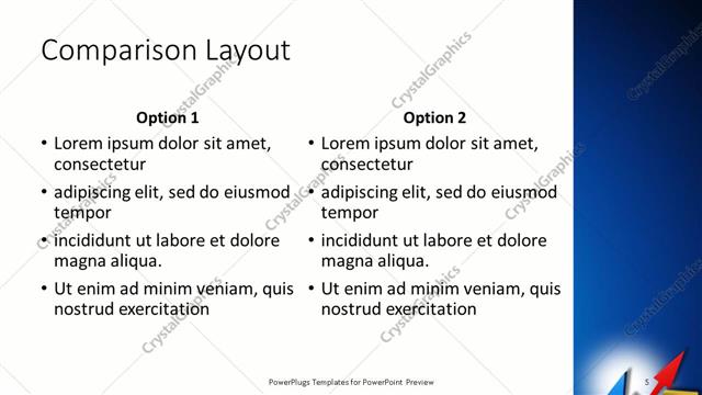 Comparison presentation slide layout
