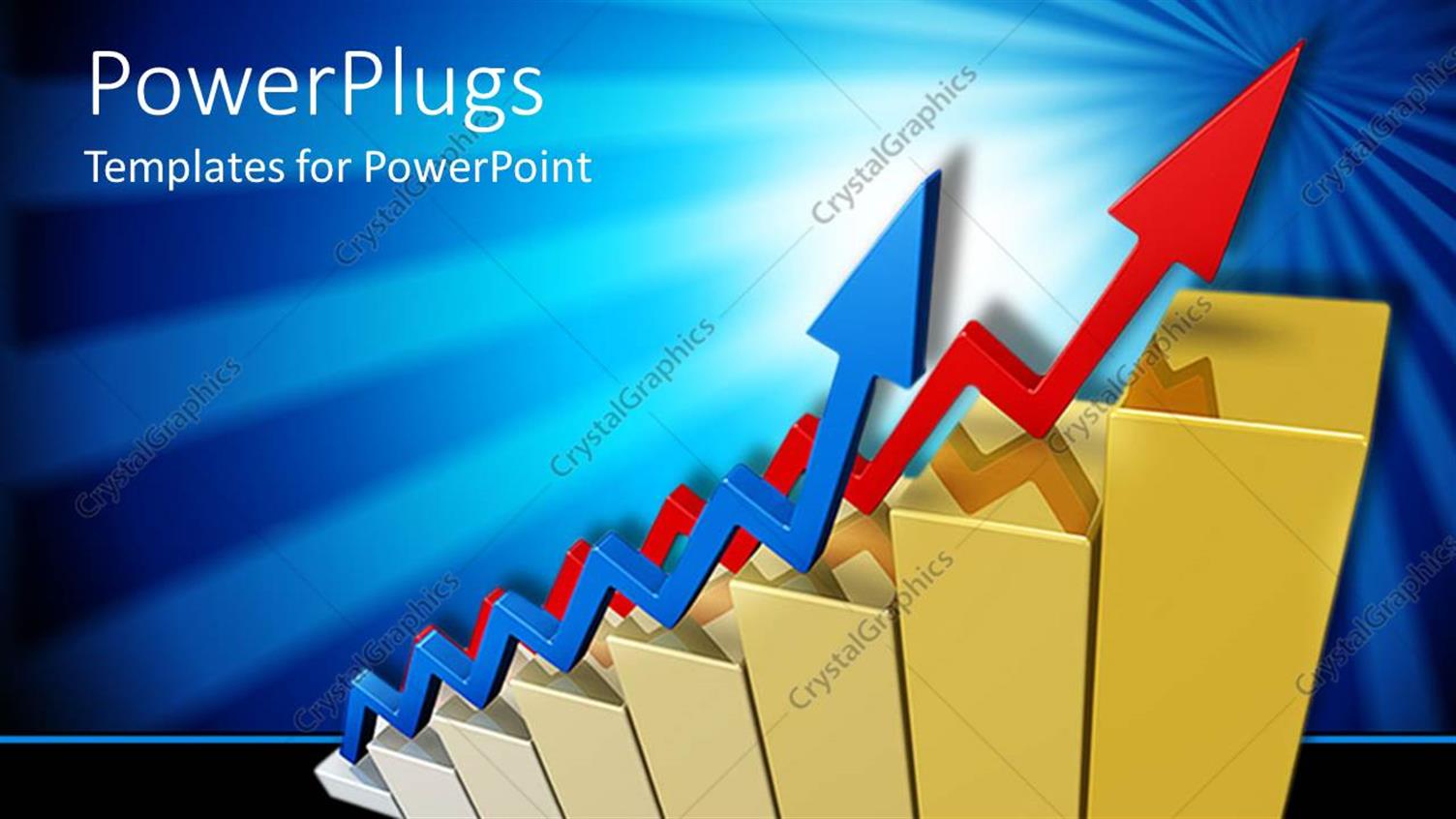 Featuring Red coloRed Gold Bars with Two Zigzag Blue and Red Arrows