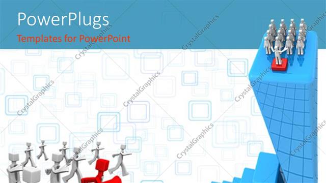  Presentation with group - Red colored leader leading group of white colored 3D men