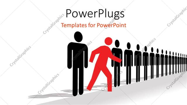  Presentation with stand - Red colored man walks out of straight line of black men