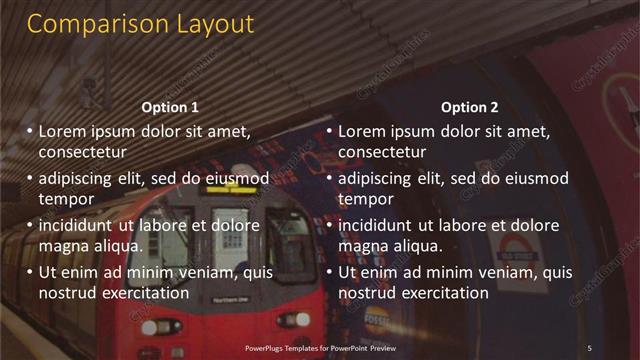 Comparison presentation slide layout