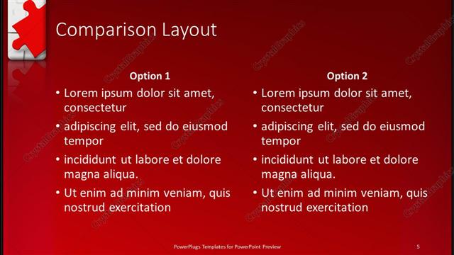 Comparison presentation slide layout