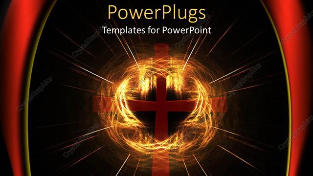  Presentation with golden - Red cross surrounded by cloud of golden light