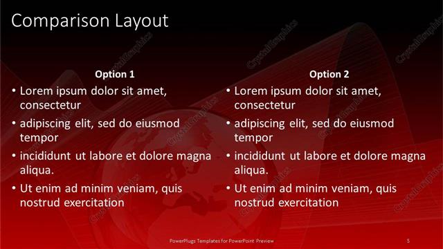 Comparison presentation slide layout