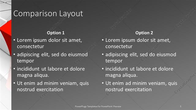 Comparison presentation slide layout