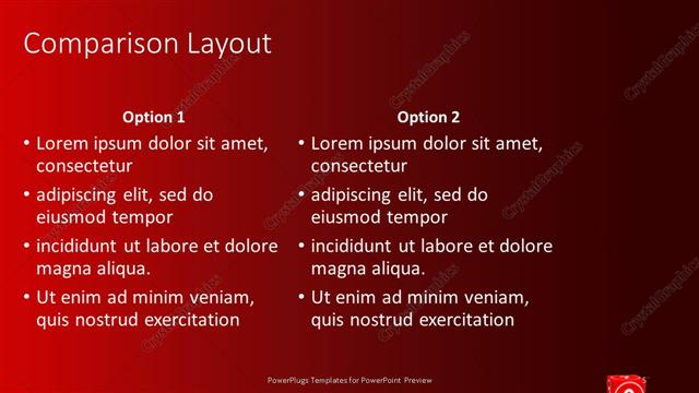Comparison presentation slide layout