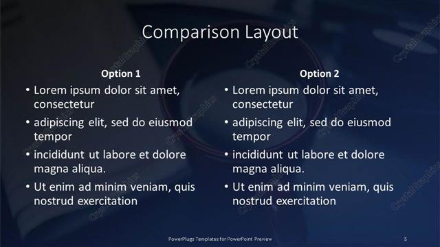 Comparison presentation slide layout