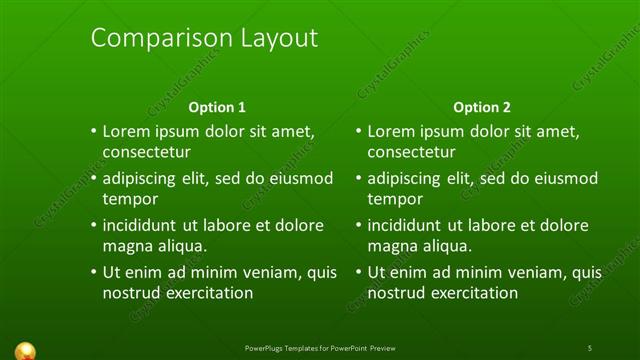 Comparison presentation slide layout