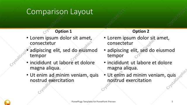 Comparison presentation slide layout