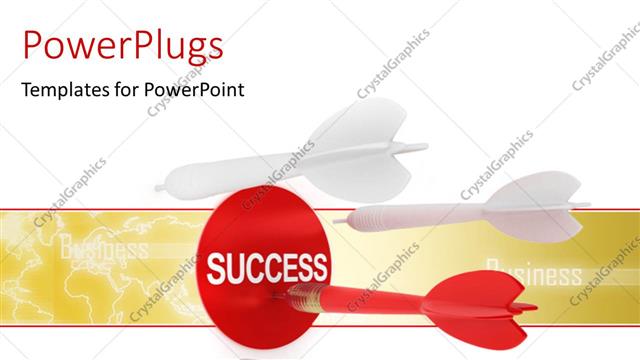  Presentation with success - Red dart hits success target with several white darts missing target