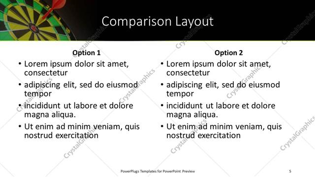 Comparison presentation slide layout