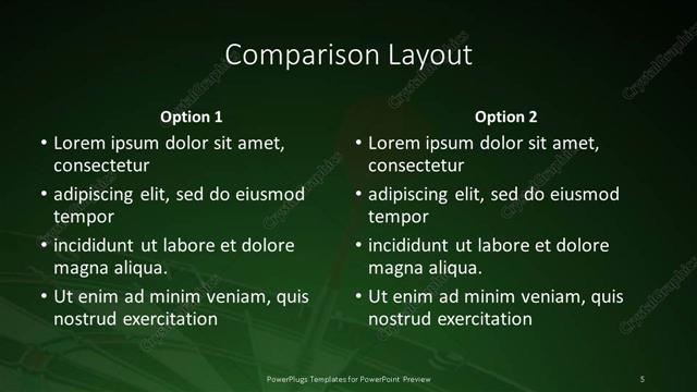 Comparison presentation slide layout