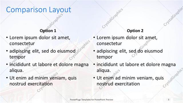 Comparison presentation slide layout